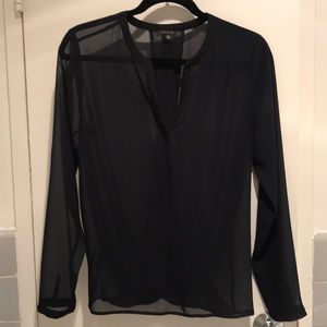 Ann Taylor sheer navy top XS